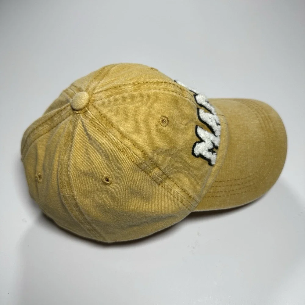 Mustard Yellow Washed Cotton Mama Chenille Letter Patch Baseball Cap Dad Hat